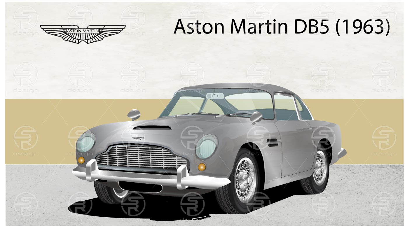 Autó illusztráció (Aston Martin DB5)